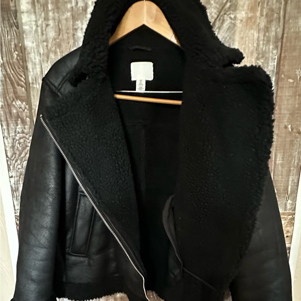 Women's H&M Black Shearling Jacket size M - Picture 15 of 15